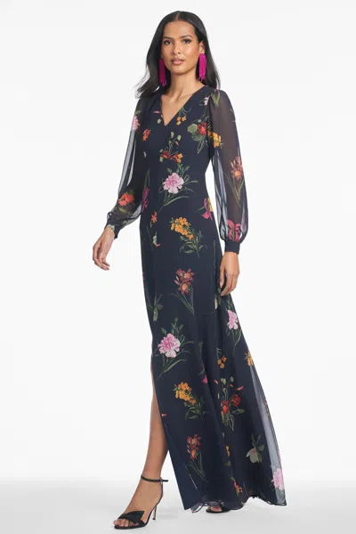 Sachin & Babi Penny Gown In Dark Midnight Bouquet