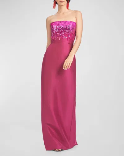 SACHIN & BABI PHAEDRA STRAPLESS SEQUIN COLUMN GOWN