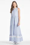 Sachin & Babi Positano Tiered Lace-inset Maxi Dress In Pinstripe