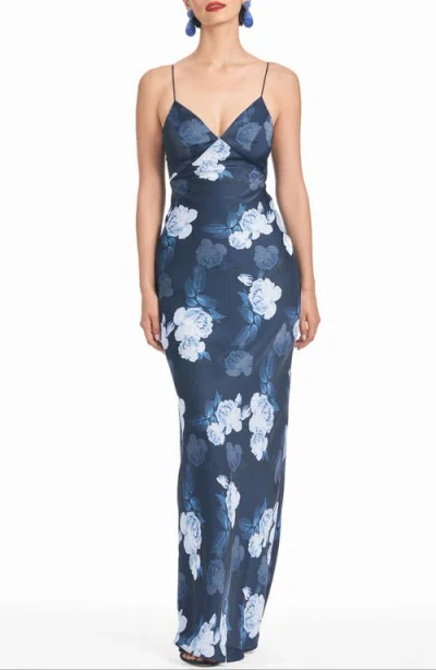 Sachin & Babi Alta Midnight Glacial Rose Gown In Night Sky Blue Oculata