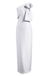 Sachin & Babi Women's Bonnie Bow-embellished Stretch-mikado Gown In Silver