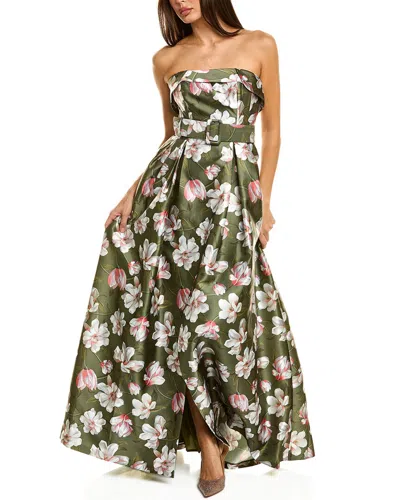 Sachin & Babi Brielle Magnolia-print Gown In Green