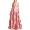 Sachin & Babi Brooke Sleeveless Pleated Floral-print Gown In Light Sunset Hydrangea
