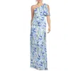 Sachin & Babi Chelsea Floral Print One-shoulder Gown In Pansy Prelude