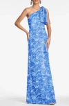 Sachin & Babi Women's Chelsea Bow-embellished Floral Chiffon Gown In Mediterranean Bloom
