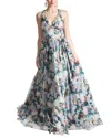 Sachin & Babi Kenzia Floral Chiffon Gown In Multi