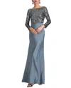 Sachin & Babi Colette Long-sleeve Sequin Satin A-line Gown