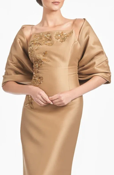 Sachin & Babi Embellished Pryce Gown In Chestnut Gold