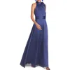 Sachin & Babi Kayla Halter Gown In Deep Cobalt