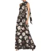 Sachin & Babi Kayla Halter Gown In Ebony Garden