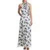 Sachin & Babi Tatum Dress In Pomegranate/black Antique/white Paisley In Ivory/navy Peony