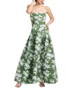 Sachin & Babi Margaux Pleated Floral-print Strapless Gown