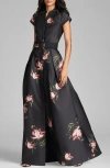 Sachin & Babi Marta Gown In Noir Blossom