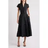 Sachin & Babi Hanna Floral Cloqué Cocktail Midi Dress In Black
