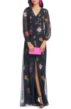 Sachin & Babi Penny Gown In Dark Midnight Bouquet