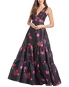 Sachin & Babi Rori Floral Print Tiered Sleeveless Gown