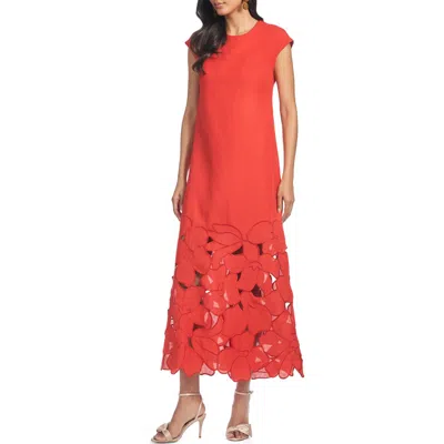 Sachin & Babi Sabette Embroidered Linen Blend Dress In Red