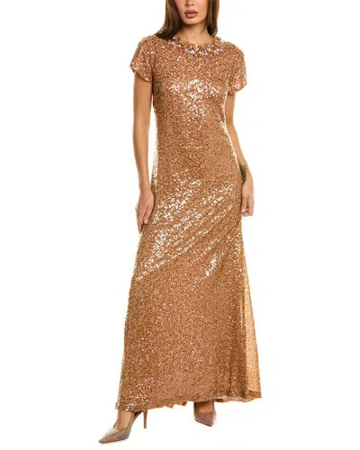 Sachin & Babi Shiloh Rhinestone-embellished Sequin Gown In Gold