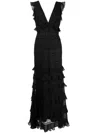 Sachin & Babi Serafina Lace Ruffled Gown In Black