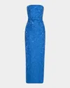 Sachin & Babi Sophia Strapless Floral Jacquard Column Gown
