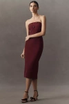 Sachin & Babi Strapless Embellished Faille Midi Dress In Red