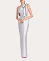 Sachin & Babi Women's Bonnie Bow-embellished Stretch-mikado Gown In Silver
