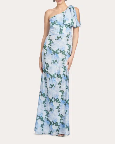 SACHIN & BABI WOMEN'S CHELSEA FLORAL CHIFFON BOW ASYMMETRIC GOWN