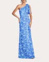 Sachin & Babi Women's Chelsea Bow-embellished Floral Chiffon Gown In Blue