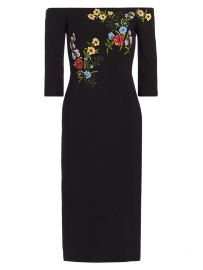 Sachin & Babi Women's Fatima Beaded Crepe Midi-dress In Noir Bouquet