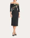 Sachin & Babi Fatima Off-shoulder Embroidered Midi Dress In Black