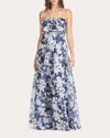 Sachin & Babi Women's Frivolla Ruffled Printed-organza Gown In Blue