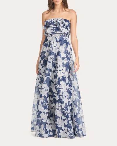 Sachin & Babi Women's Frivolla Ruffled Printed-organza Gown In Alto Blu Fiore