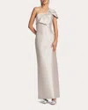 Sachin & Babi Ines One-shoulder Bow Column Gown In White