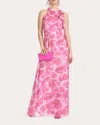 Sachin & Babi Kayla Floral-print Chiffon Halter Gown In Pink