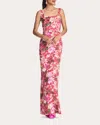 Sachin & Babi Lana Sleeveless Floral-print Column Gown In Deep Pink