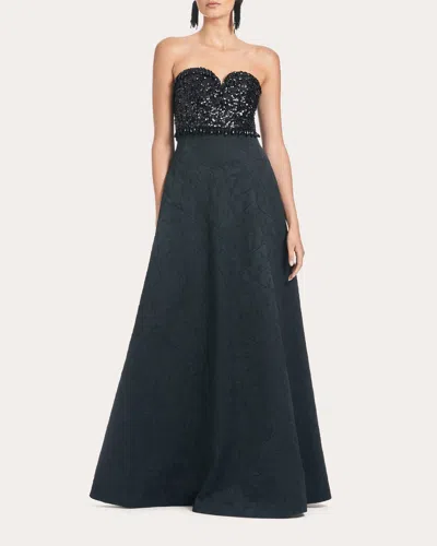 Sachin & Babi Women's Lillian Embellished Jacquard-cloqué Strapless Gown In Black