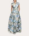 Sachin & Babi Marta Floral Print Belted Mikado Gown