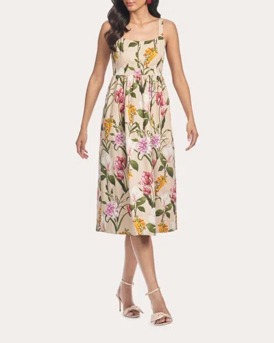 Sachin & Babi Women's Olena Floral Stretch Cotton Pleated Midi Dress In French Bistre Blossoms
