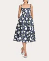 Sachin & Babi Olena Floral Mikado Midi Cocktail Dress In Blue