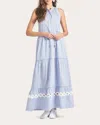 Sachin & Babi Positano Tiered Lace-inset Maxi Dress In Blue