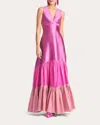Sachin & Babi Rori Tiered Colorblock Gown In Pink