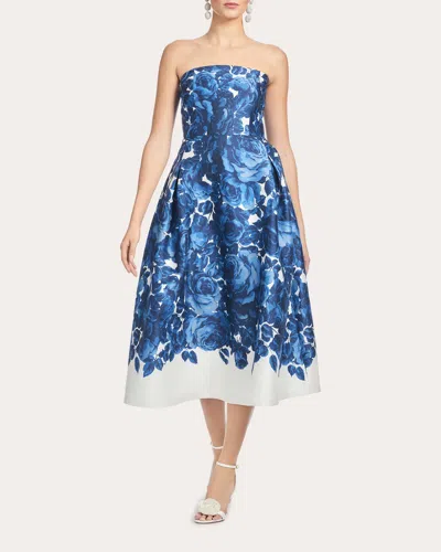 Sachin & Babi Women's Shay Floral Mikado Strapless A-line Dress In Blue