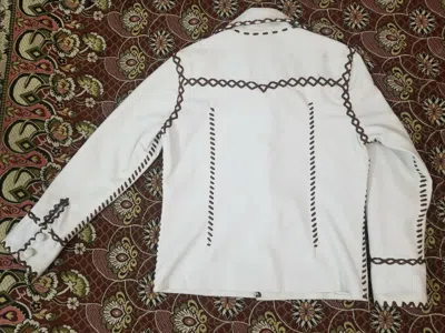 Pre-owned Sadaf Elvis Presley Emperor Suit 1974 Two Pieces Beige Real Leather Suit Handmade In Brown