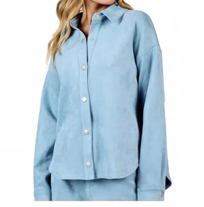 Sadie & Sage Align Faux Suede Shacket In Blue