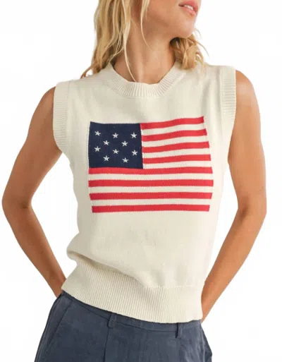 Sadie & Sage American Flag Sweater Vest Top In White
