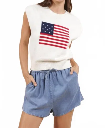 Sadie & Sage Americana Sweater In White