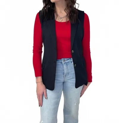 Sadie & Sage Belted Button Vest In Black