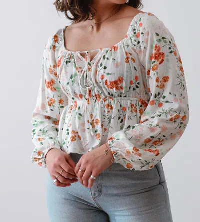 Sadie & Sage Bloom Brigade Top In Ivory Floral In White