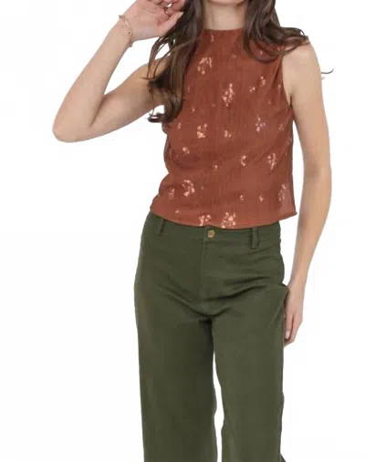 Sadie & Sage Blossom Pleated Top In Rust In Brown