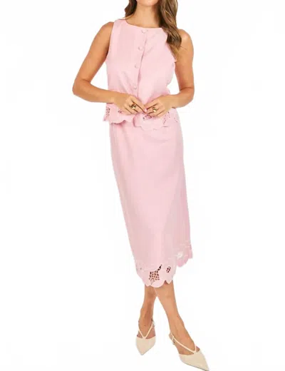 Sadie & Sage Blushing Lace Midi Skirt In Pink